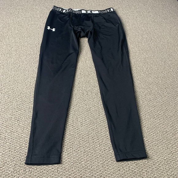 Under Armour Mens Leggings Large Black Compression Training Base Layer HeatGear - Picture 1 of 10